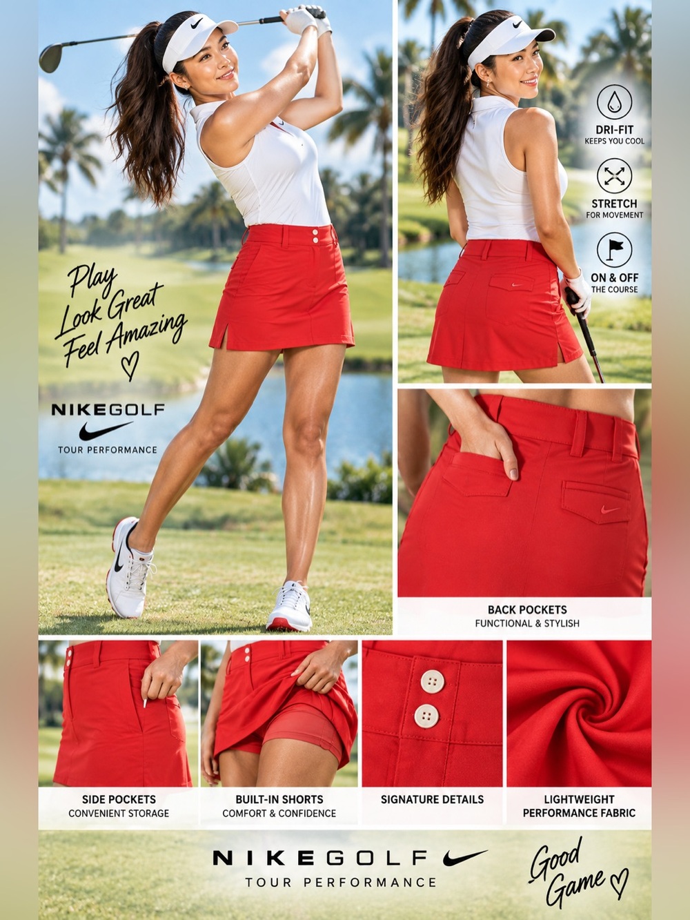 Nike salmon Red Women’s Golf Skort Size 2